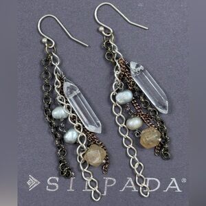 Silpada earrings retired Joyful Gathering W2443 pearl brass copper sterling 3”